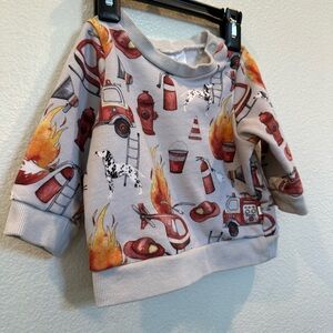 Posh Peanut Red and Gray Firefighter Sweatshirt. Like new for baby unisex 6-12 m